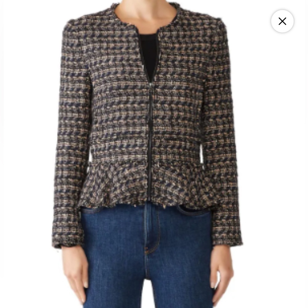 🍒 Rebecca Taylor Ruffled Multi Tweed Jacket